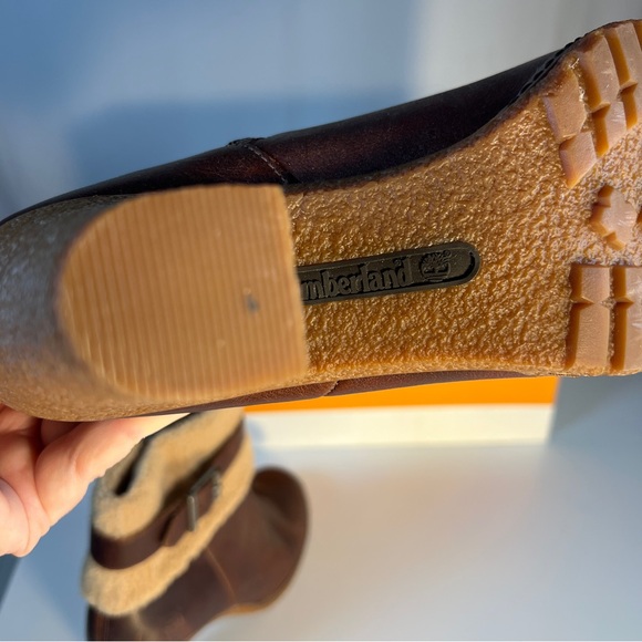 Timberland Shearling & Waxed Leather 3.25in Heel Boots w/Waximum kit, sz10 - Picture 7 of 11